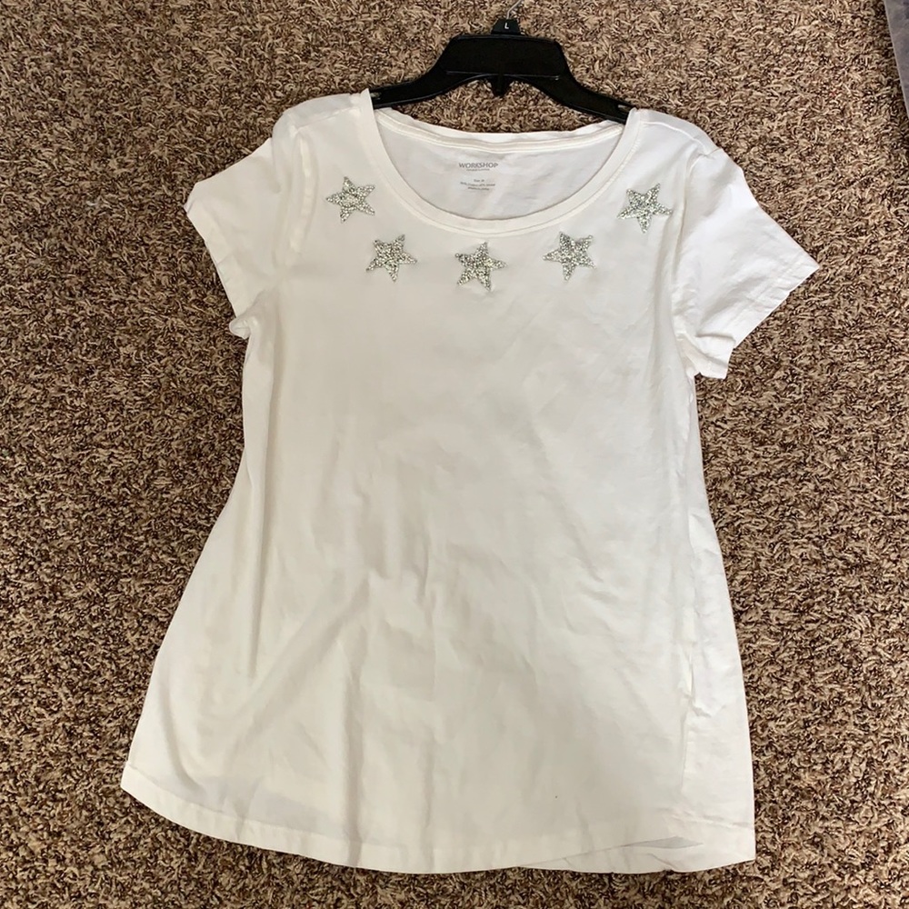 White shirt with sparkly stars